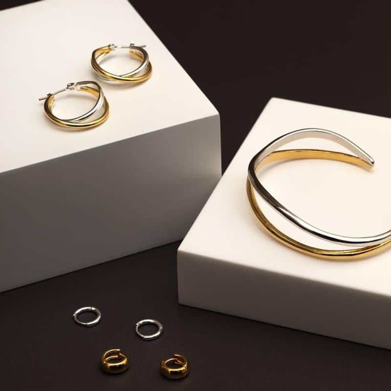 Orelia - Mixed Plate Open Organic Cuff Armbånd
