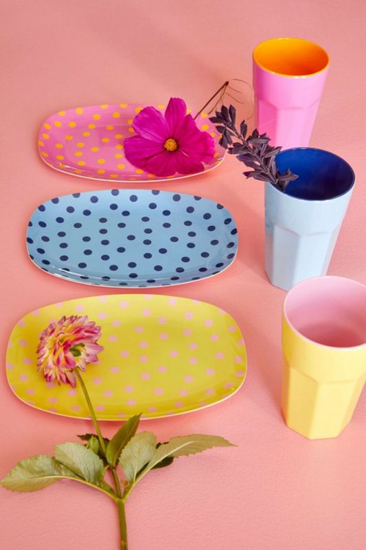 Rice - Rektangulær asjett rosa