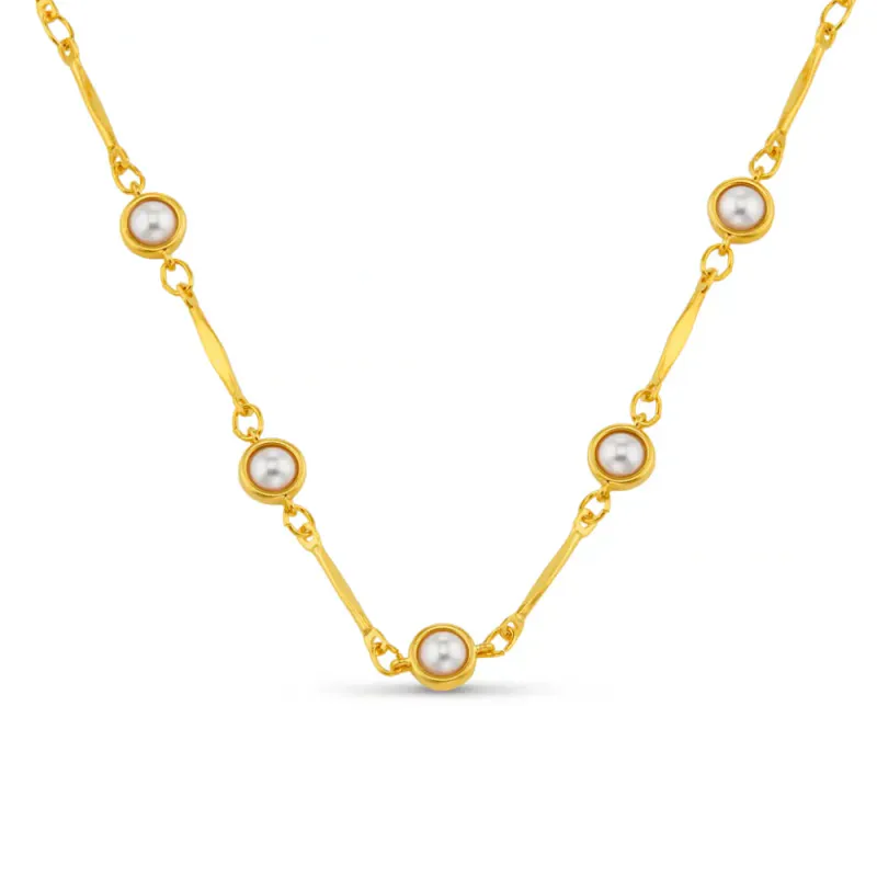 Orelia - Pearl & Bar Link Chain Smykke gull