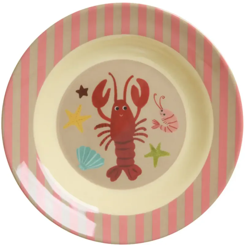 Rice - Barneskål meamin Ocean print coral