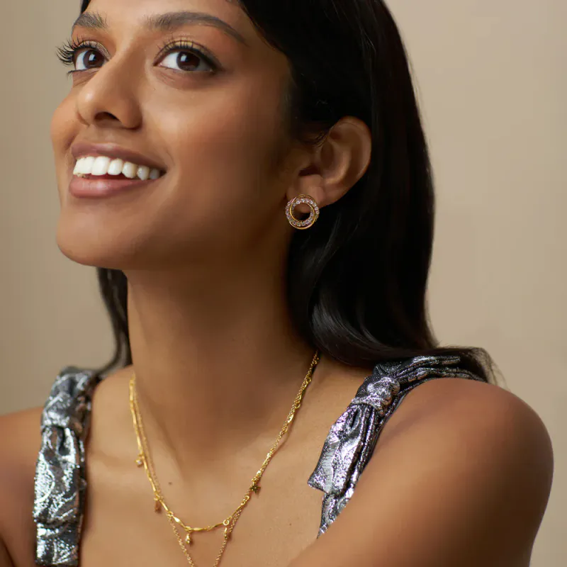 Orelia - Interlocking Pave open Circle stud Øredobber