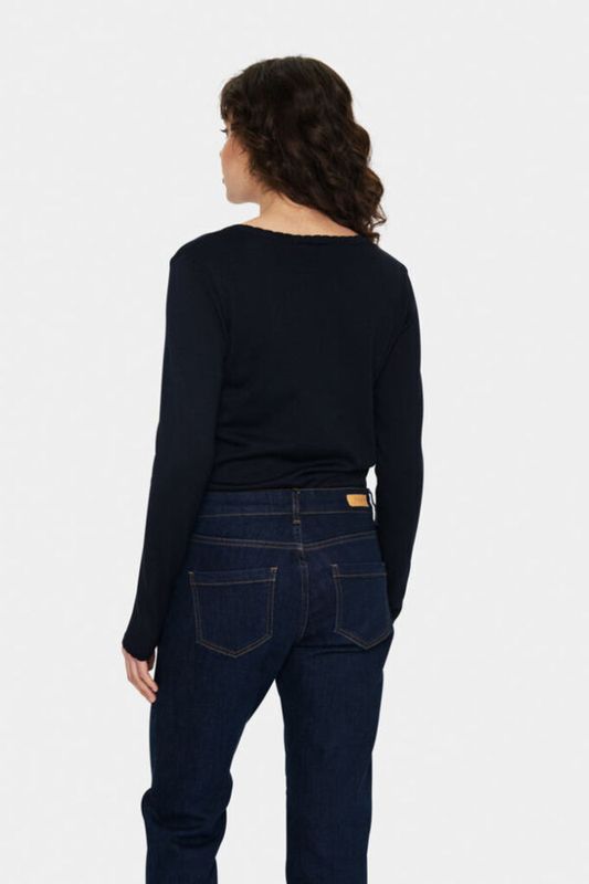 Saint Tropez - MilaSZ LS V-Neck Pullover Navy