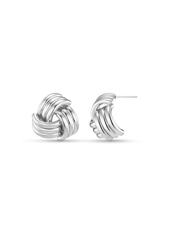 Orelia - Interlocking Statement Stud Earrings silver